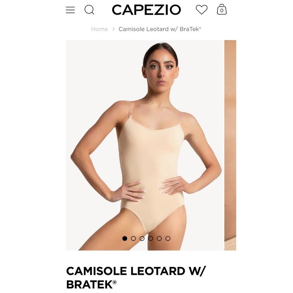 NWT Capezio Camisole Leotard with Bratek in Nude Color - Size Small